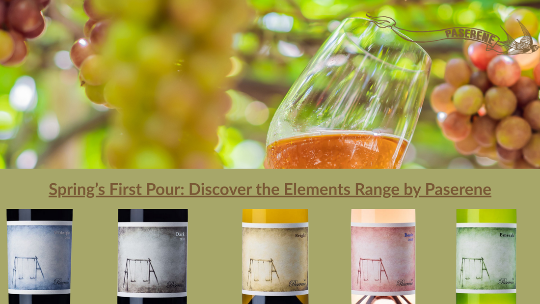 Spring's First Pour: Discover the Elements Range by Paserene, wine glass with grapes behind it