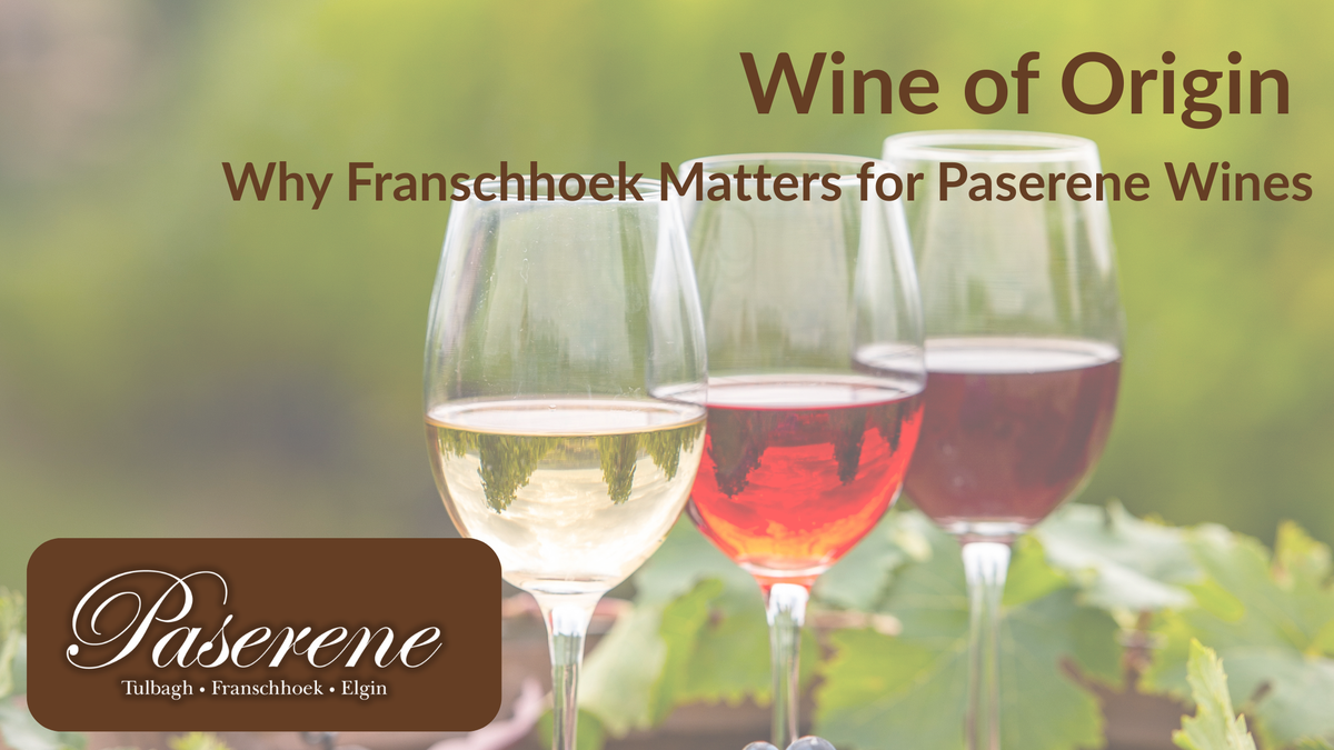 Wine of Origin Why Franschhoek Matters for Paserene Wines, 3 wine glasses lined up with differant flavours
